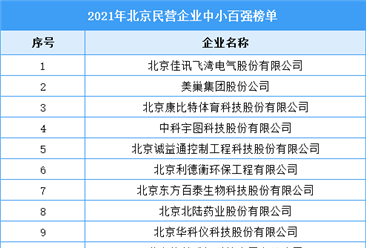 2021年北京民营企业中小百强排行榜（附全榜单）