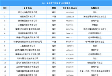 2021年福建省民營企業100強榜單（圖）