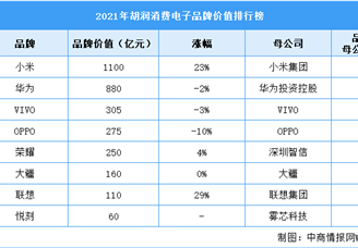 2021年胡润消费电子品牌价值排行榜（附榜单）