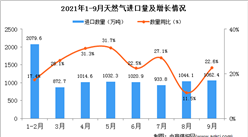 2021年9月中國天然氣進口數據統計分析