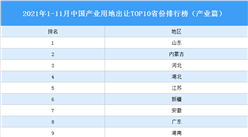 產業地產投資情報：2021年1-11月中國產業用地出讓TOP10省份排名（產業篇）