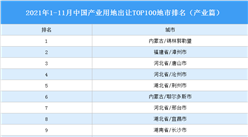 产业地产投资情报：2021年1-11月中国产业用地出让TOP100地市排名（产业篇）