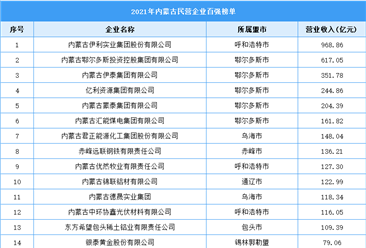 2021年內蒙古民營企業百強榜單（附全榜單）