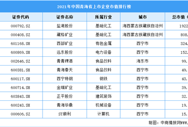 2021年青海省上市企業市值排行榜（附榜單）
