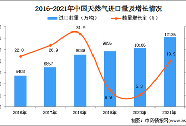 2021年1-12月中国天然气进口数据统计分析
