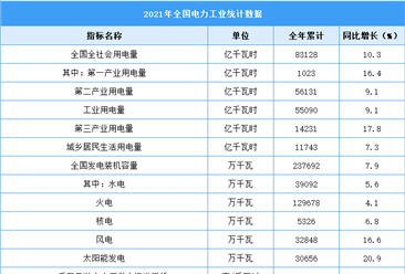 2021年中国电力工业运行情况：发电装机容量同比增长7.9%（图）