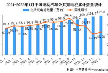 2022年1月中國電動汽車充電樁市場分析：充電樁保有量同比增長45.2%（圖）
