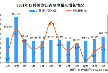 2021年1-12月黑龍江省發電量數據統計分析
