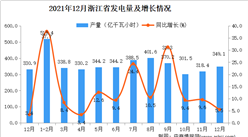 2021年1-12月浙江省亿千瓦小时数据统计分析