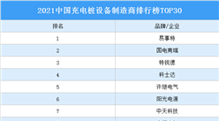 2021中国充电桩设备制造商排行榜TOP30