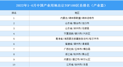 产业投资情报：2022年1-4月中国产业用地出让TOP100区县排名（产业篇）