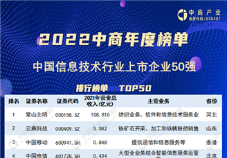 2021年中国信息技术行业上市公司营业收入排行榜（附榜单）