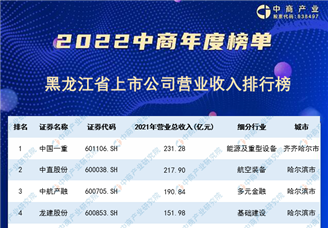 2022年黑龙江省上市公司营业收入排行榜（附榜单）