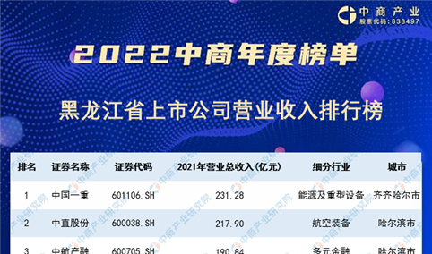 2022年黑龙江省上市公司营业收入排行榜（附榜单）