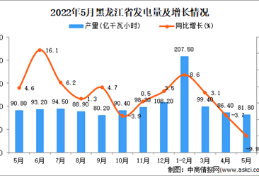2022年5月黑龍江發電量數據統計分析