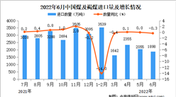 2022年6月中国煤及褐煤进口数据统计分析  ​