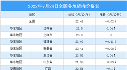 2022年7月25日全国各地最新猪肉价格行情走势分析