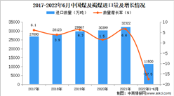 2022年1-6月中国煤及褐煤进口数据统计分析