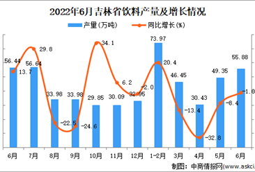 2022年6月吉林饮料产量数据统计分析