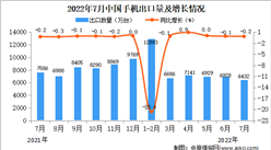 2022年7月中國手機出口數據統計分析