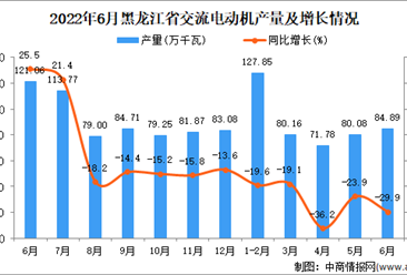 2022年6月黑龙江交流电动机产量数据统计分析