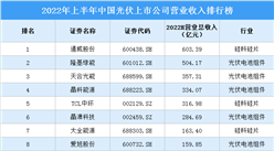 2022年上半年中国光伏上市公司营业收入排行榜（附榜单）