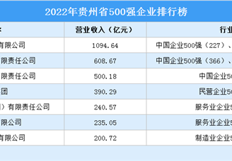盘点：贵州地区500强企业（2022）