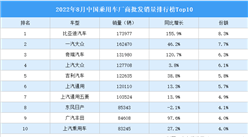 2022年8月中國乘用車廠商批發銷量排行榜TOP10（附榜單）