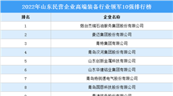 2022年山東民營企業高端裝備行業領軍10強排行榜（附榜單）