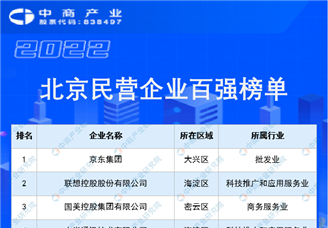 2022年北京民营企业百强榜单