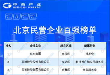 2022年北京民营企业百强榜单