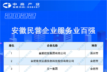 2022安徽省民营企业服务业百强排行榜（附榜单）