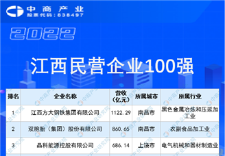 2022江西民營企業100強榜單（附榜單）