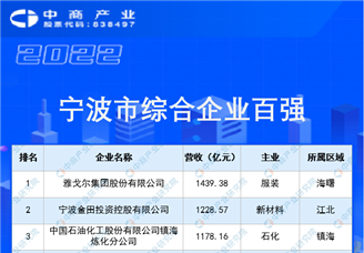 2022宁波市综合企业百强榜单（附榜单）