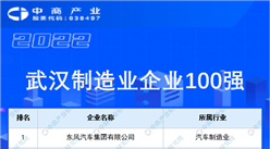 2022武漢制造業企業100強榜單（附全榜單）