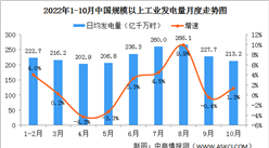 2022年1-10月中國能源生產情況：電力增速由負轉正（圖）
