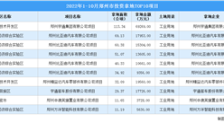 產業招商情報：2022年1-10月鄭州市投資拿地TOP10項目