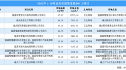 产业招商情报：2022年1-10月宜昌市投资拿地TOP10项目