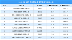 產業招商情報：2022年1-10月沈陽制造業投資拿地TOP50企業