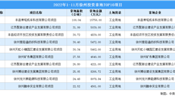 產業招商情報：2022年1-11月徐州投資拿地TOP10項目