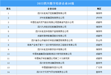 2022四川数字经济企业50强排行榜（附榜单）