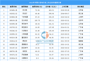 2022年中國小家電行業上市企業市值排行榜（附榜單）