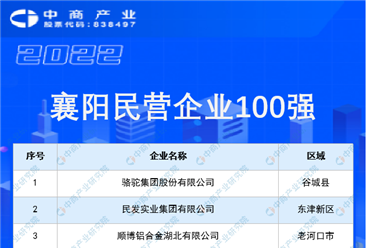 2022襄阳民营企业100强排行榜（附榜单）