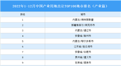 產業投資情報：2022年1-12月中國產業用地出讓TOP100地市排名（產業篇）