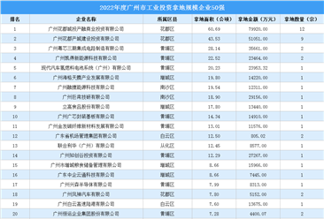 2022投资总结 | 广州这50家企业投资规模超3公顷！