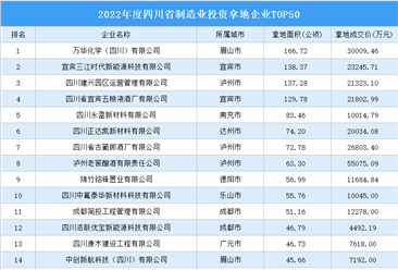 【招商引资成绩分享】2022年四川制造业土地投资TOP50逼近45亿元