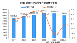 2022年1-11月中國鋼鐵行業運行情況：鋼鐵產量有所下降