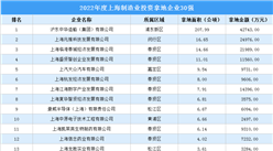 制造業投資快速增長 2022年上海市制造業投資企業TOP50匯總