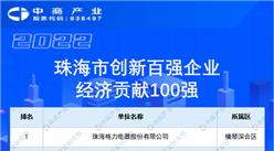 2022年珠海市创新经济贡献100强企业排行榜（附榜单）
