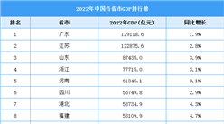 2022年中國31省市GDP排行榜：廣東江蘇總量破12萬億（圖）